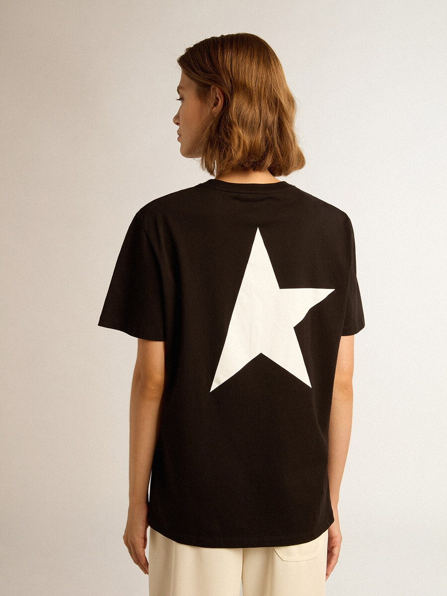 majica iz kolekcije black star s kontrastnim belim logotipom in zvezdo