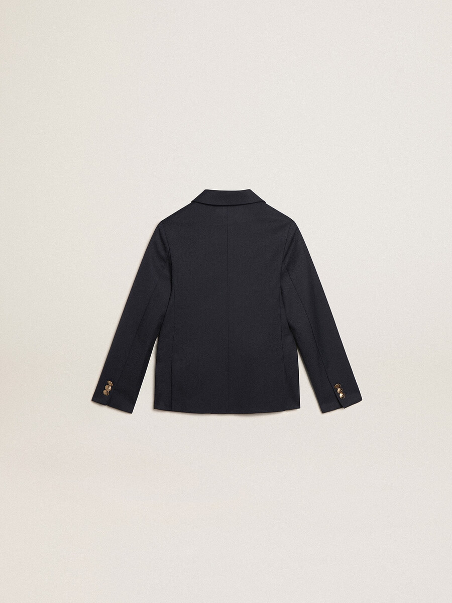 fantovski temno moder dvoredni blazer z gumbi