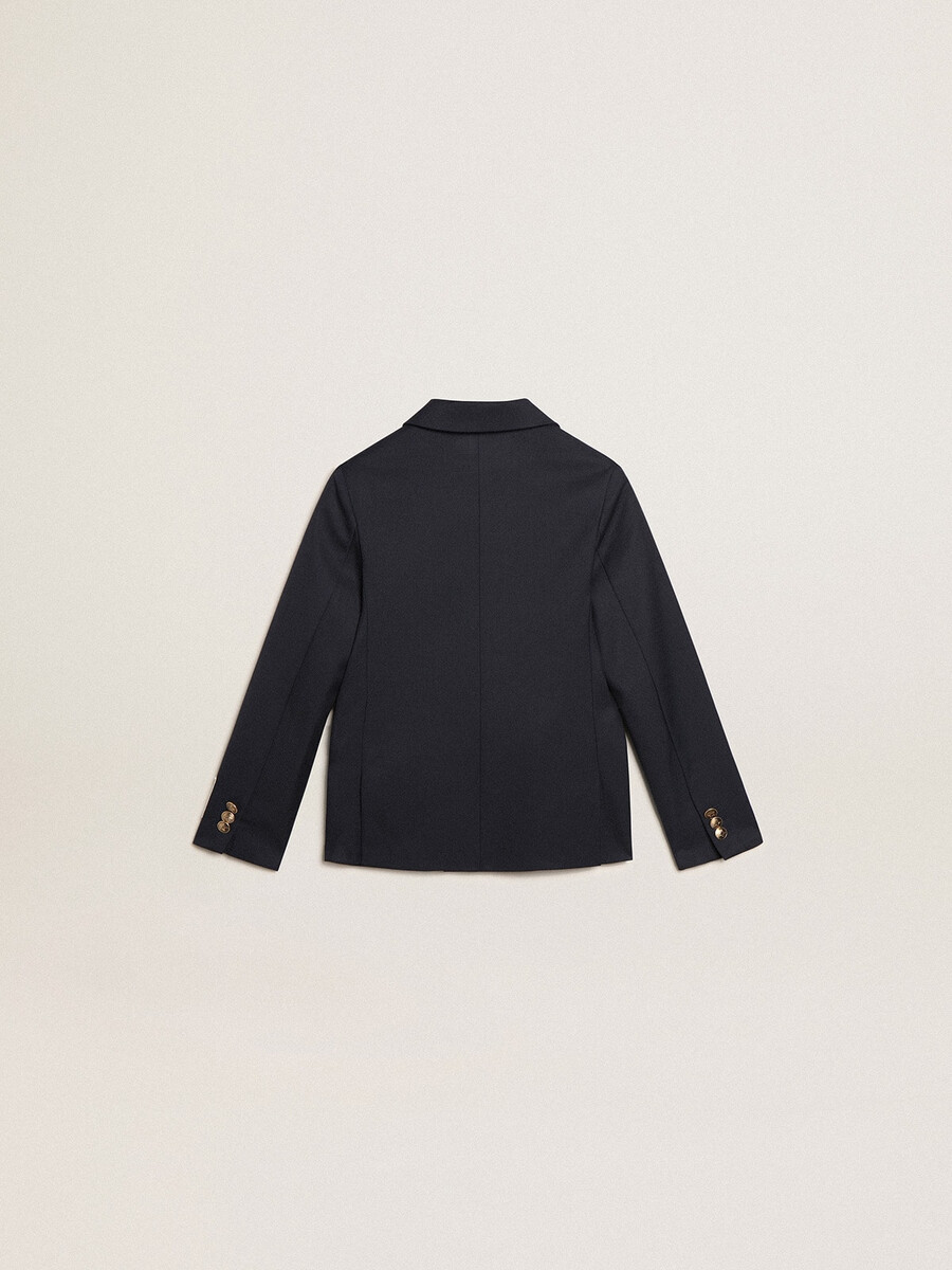 fantovski temno moder dvoredni blazer z gumbi