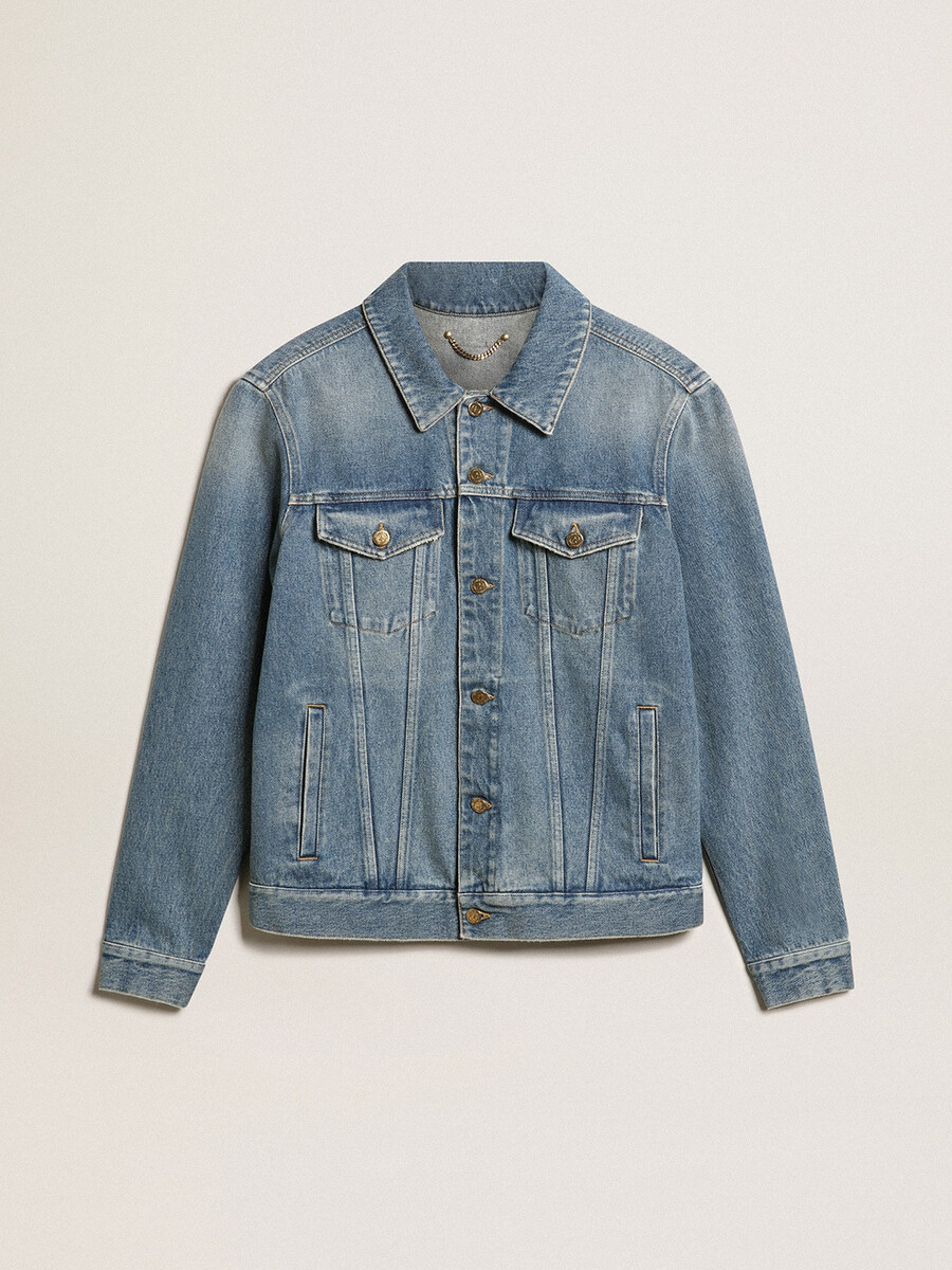 moška jeans jakna srednjega pranja