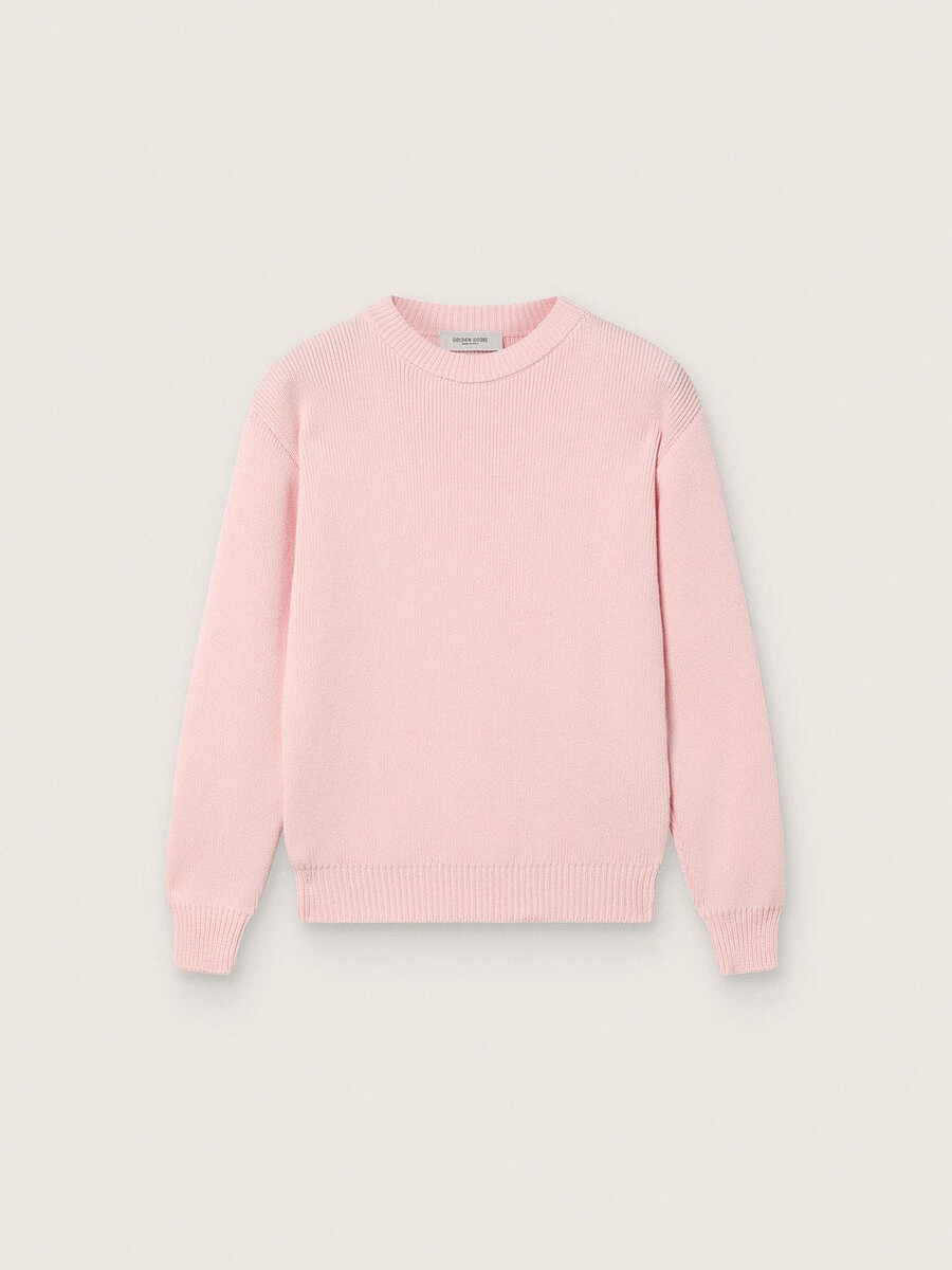 unisex roza rebrast zlat pulover za otroke z zlatim logotipom na hrbtu