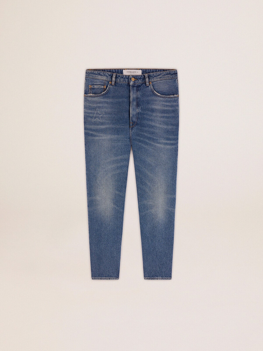 moške slim fit kavbojke srednjega pranja