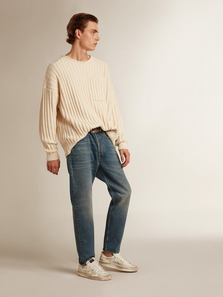 moške slim fit kavbojke srednjega pranja