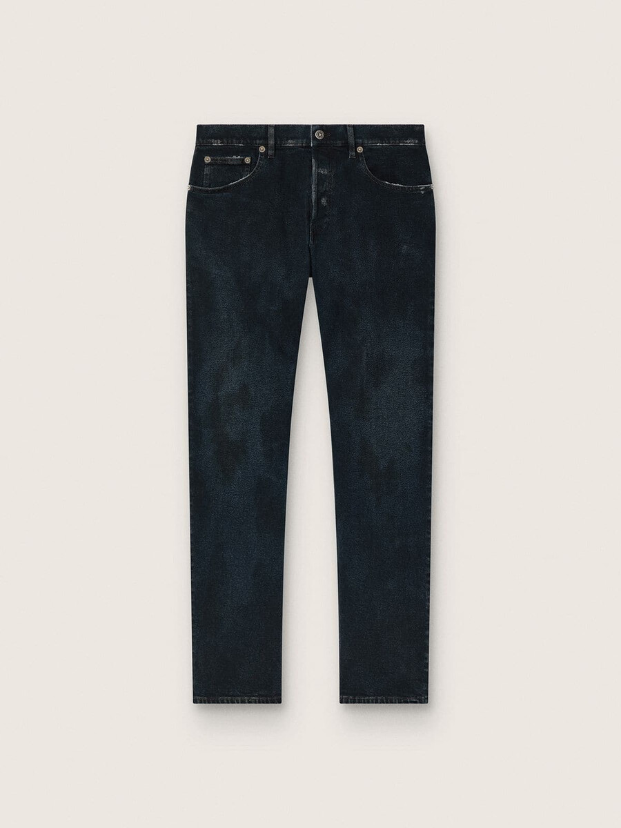 moške slim fit kavbojke iz temnega indigo raztegljivega jeansa