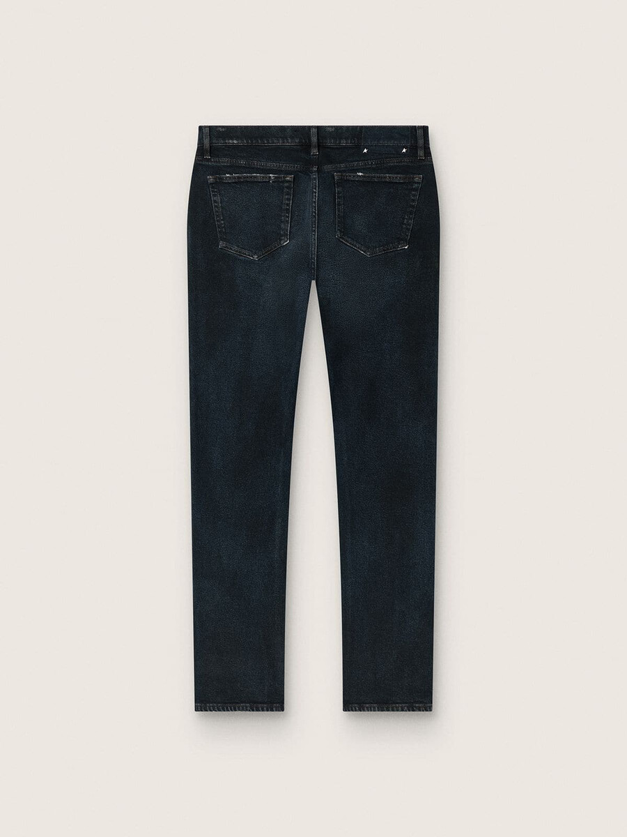 moške slim fit kavbojke iz temnega indigo raztegljivega jeansa