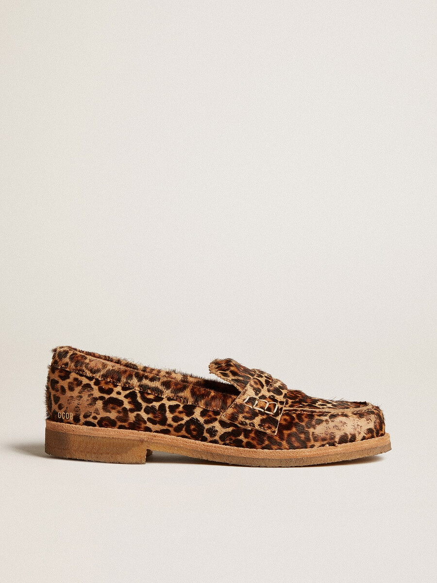 moški jerry loafers iz leopardjega vzorca ponijeve kože