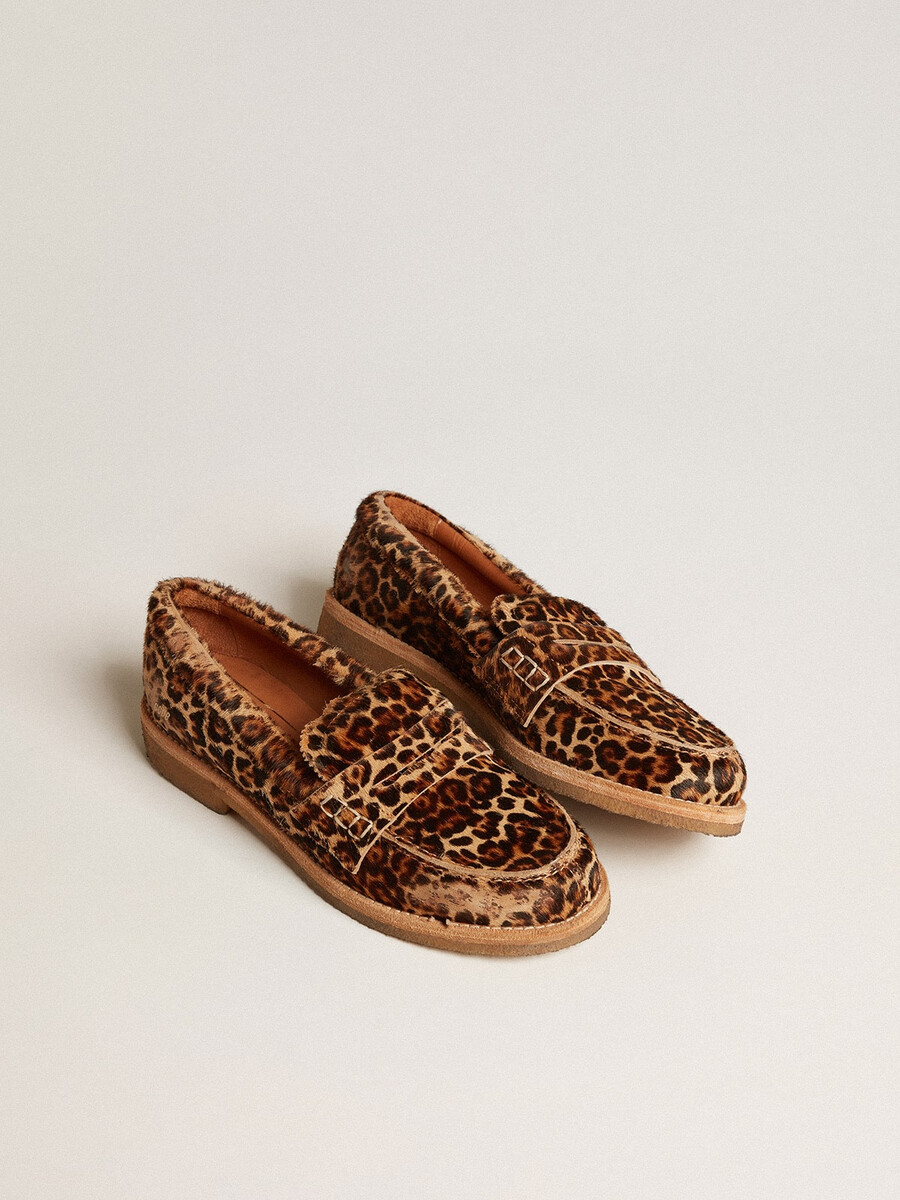 moški jerry loafers iz leopardjega vzorca ponijeve kože