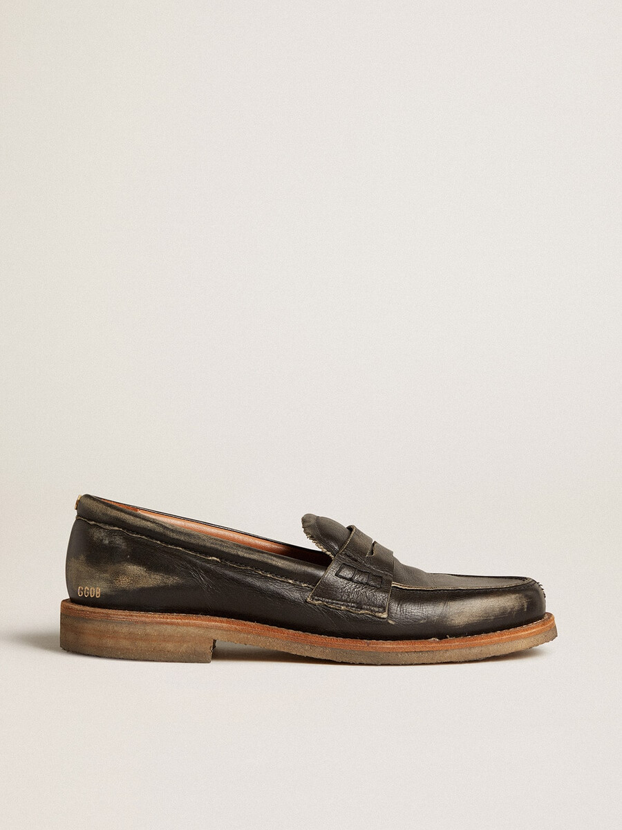 moški jerry loafers iz črnega usnja