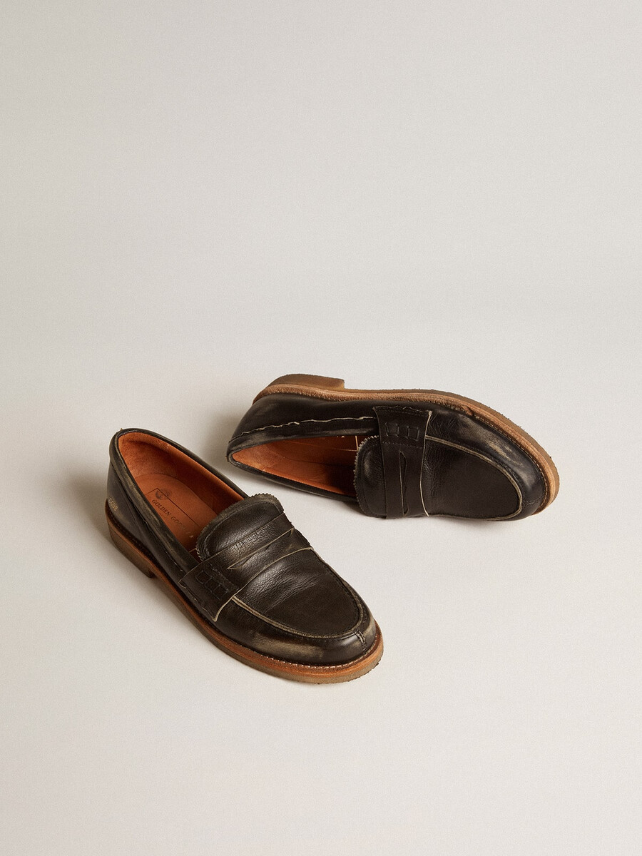 moški jerry loafers iz črnega usnja