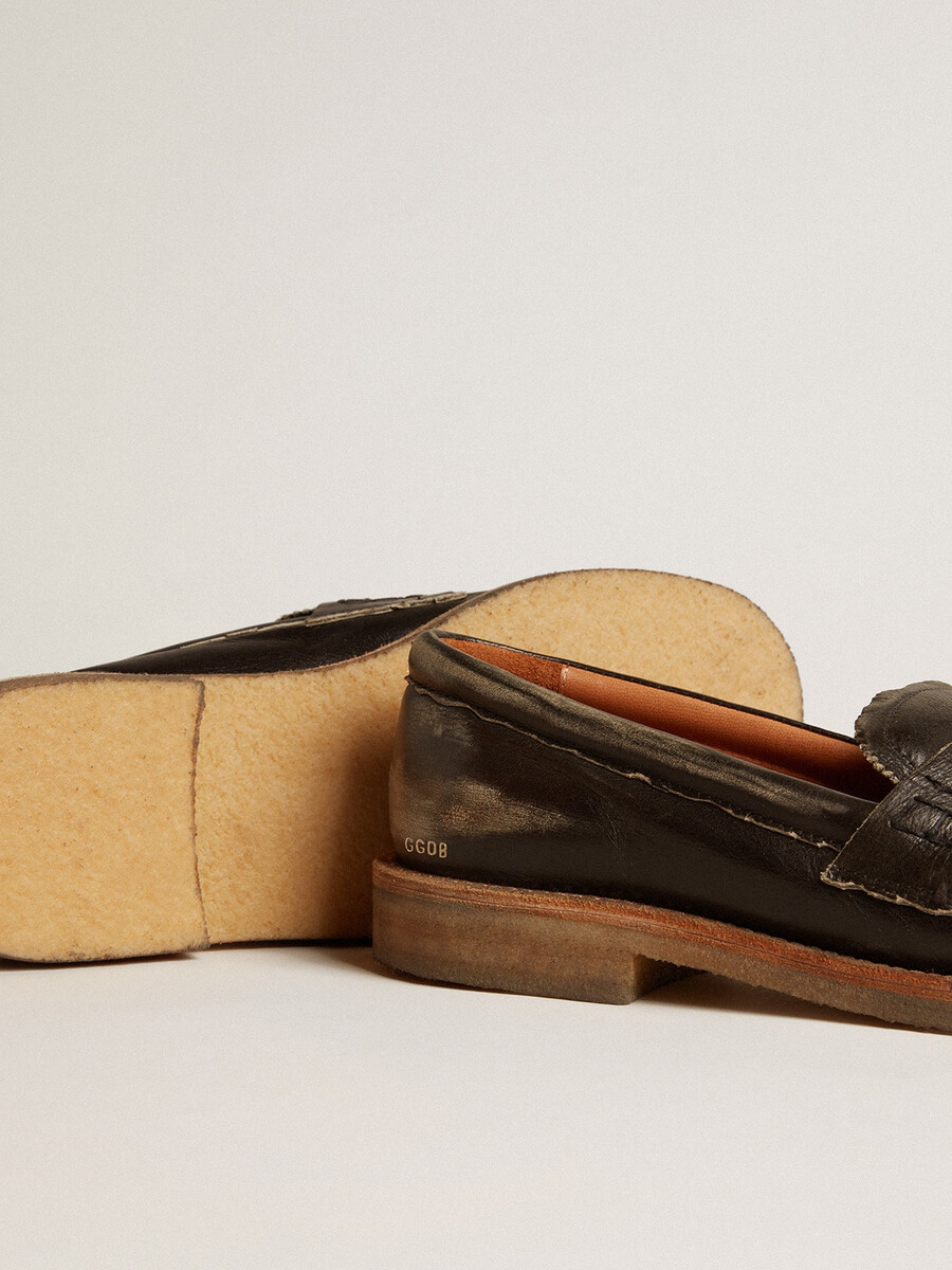moški jerry loafers iz črnega usnja