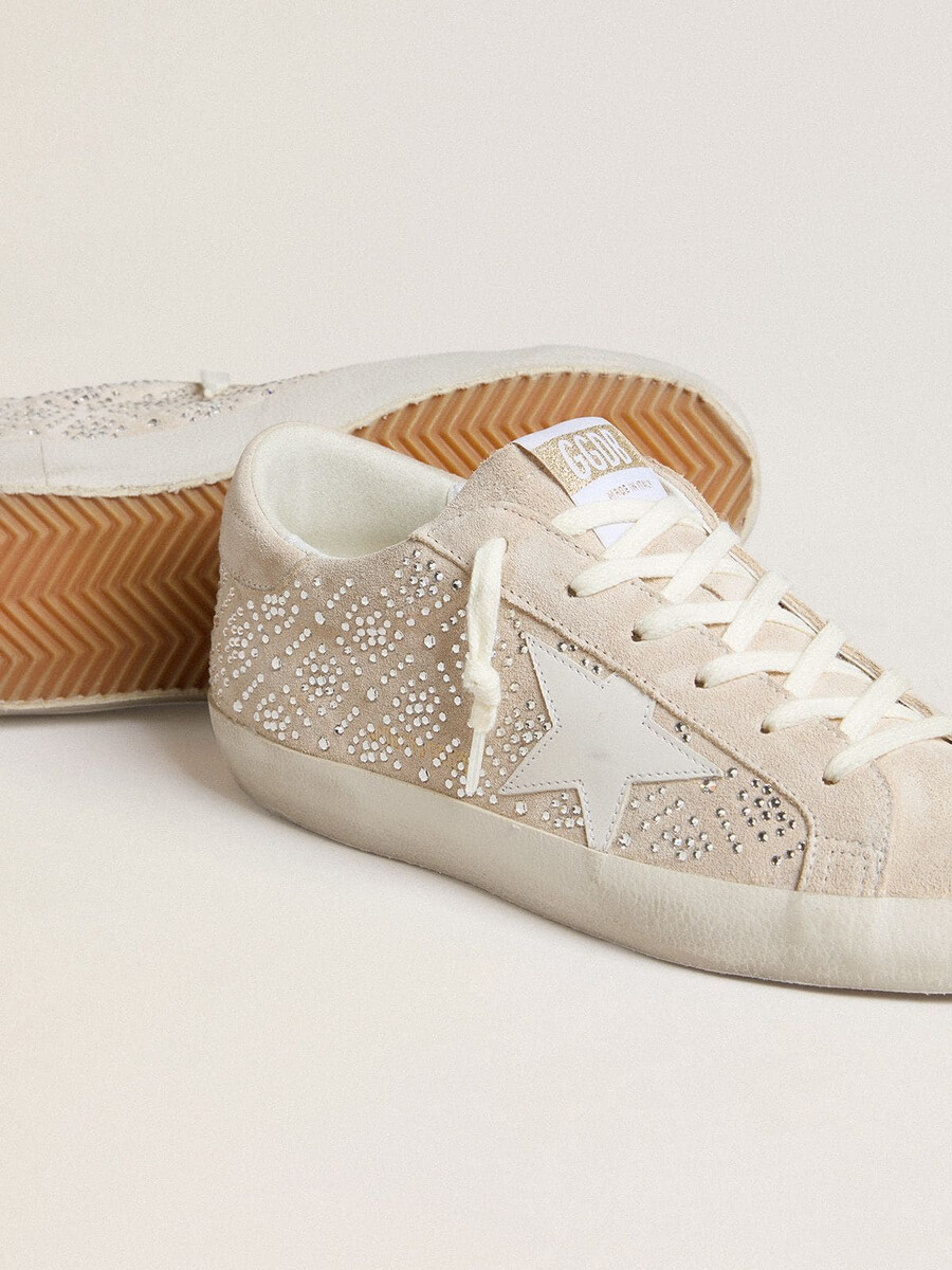 Ženski super-star ltd iz semiša s kristali swarovski in ledeno sivo usnjeno zvezdo