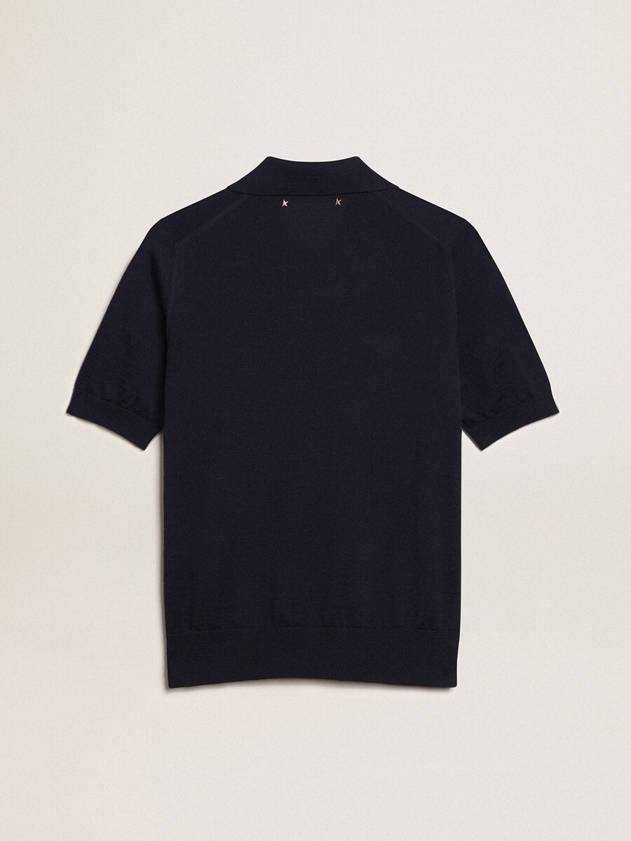 Ženska polo majica iz temno modre merino volne